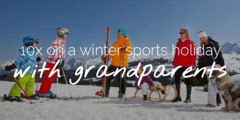 10x with grandparents on a winter sports holiday