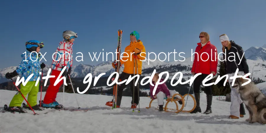 10x with grandparents on a winter sports holiday